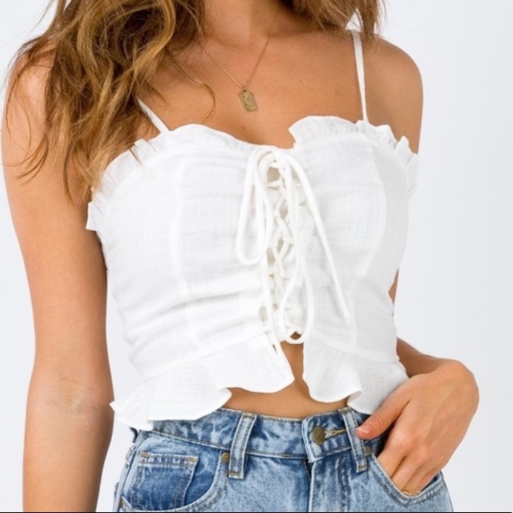 White Linen “Daphne Top” - Princess Polly